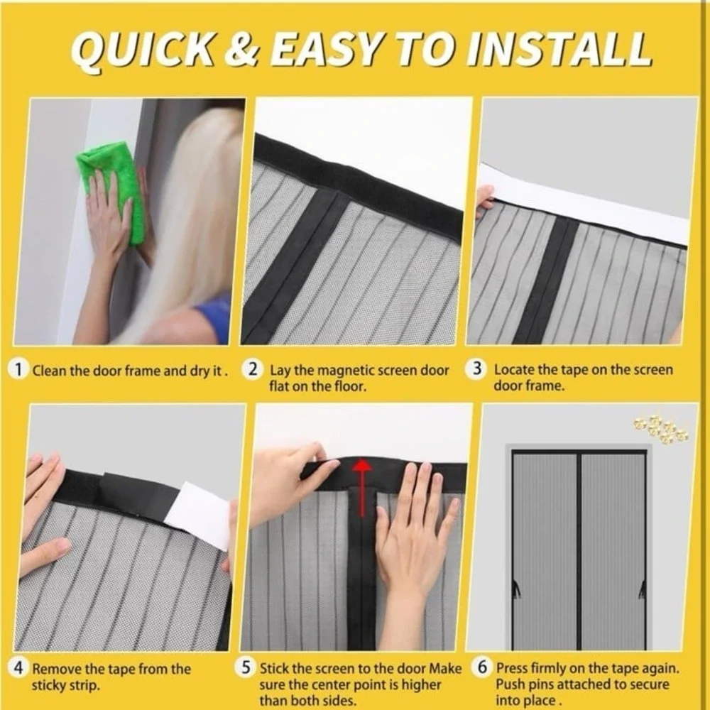 Magnetic Screen Door - Fit for Door Size:36 x 82 Inch, Screen Itself Size:38